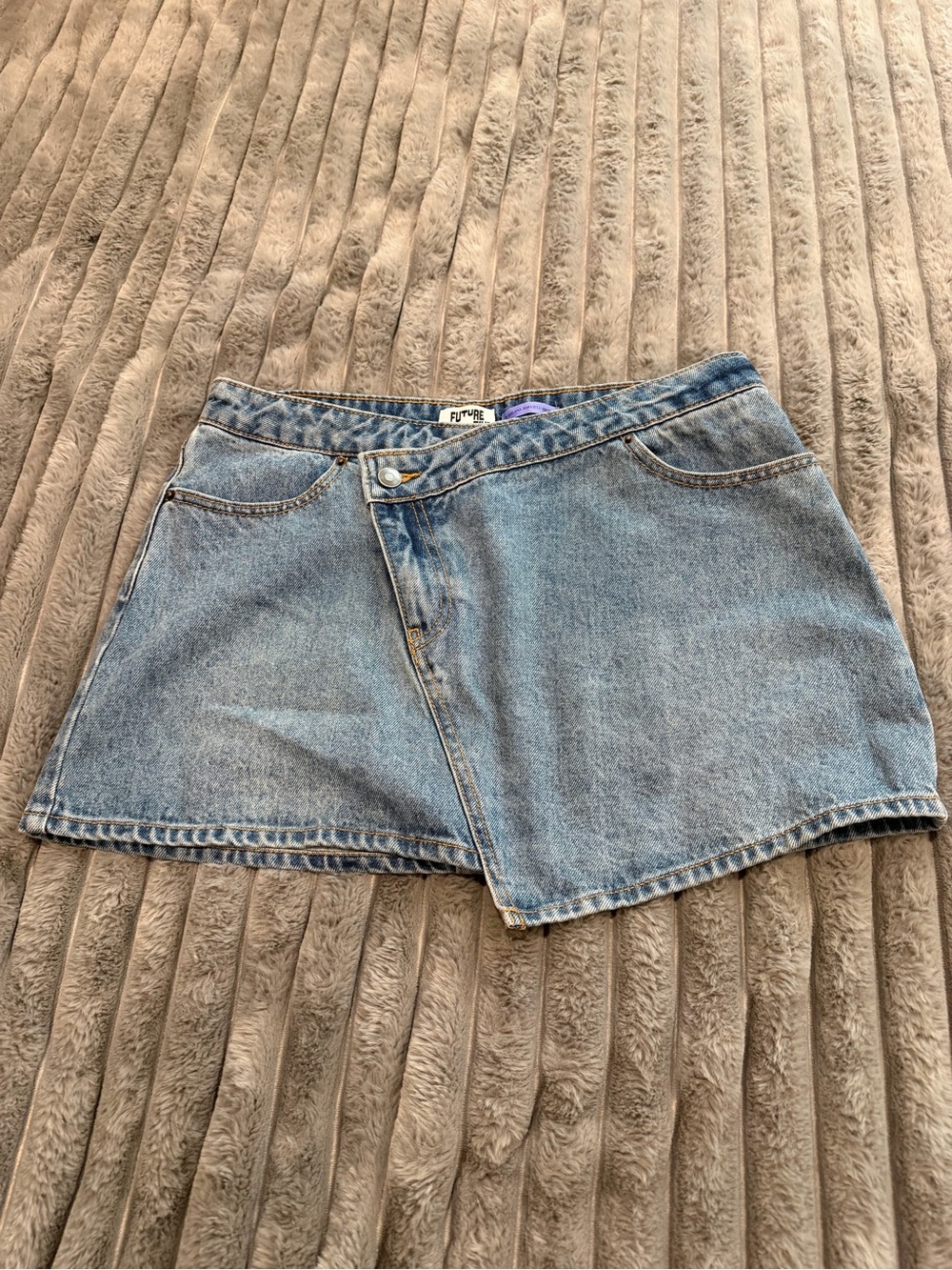 Light Blue Denim Wrap Mini Skirt by Future